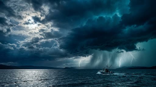 Dramatic weather moving across a freshwater lake